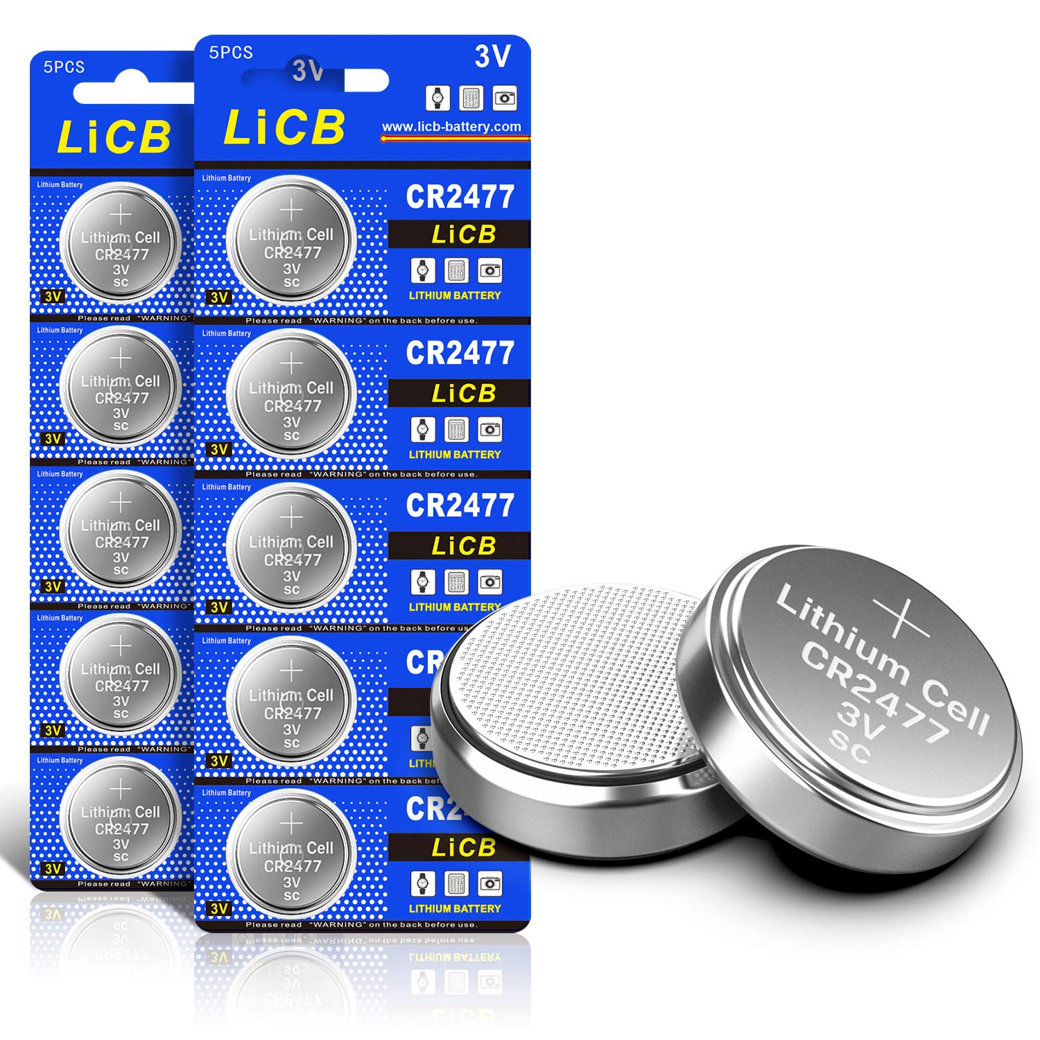 LiCB 10 PCS CR2477 3V Lithium Batteries
