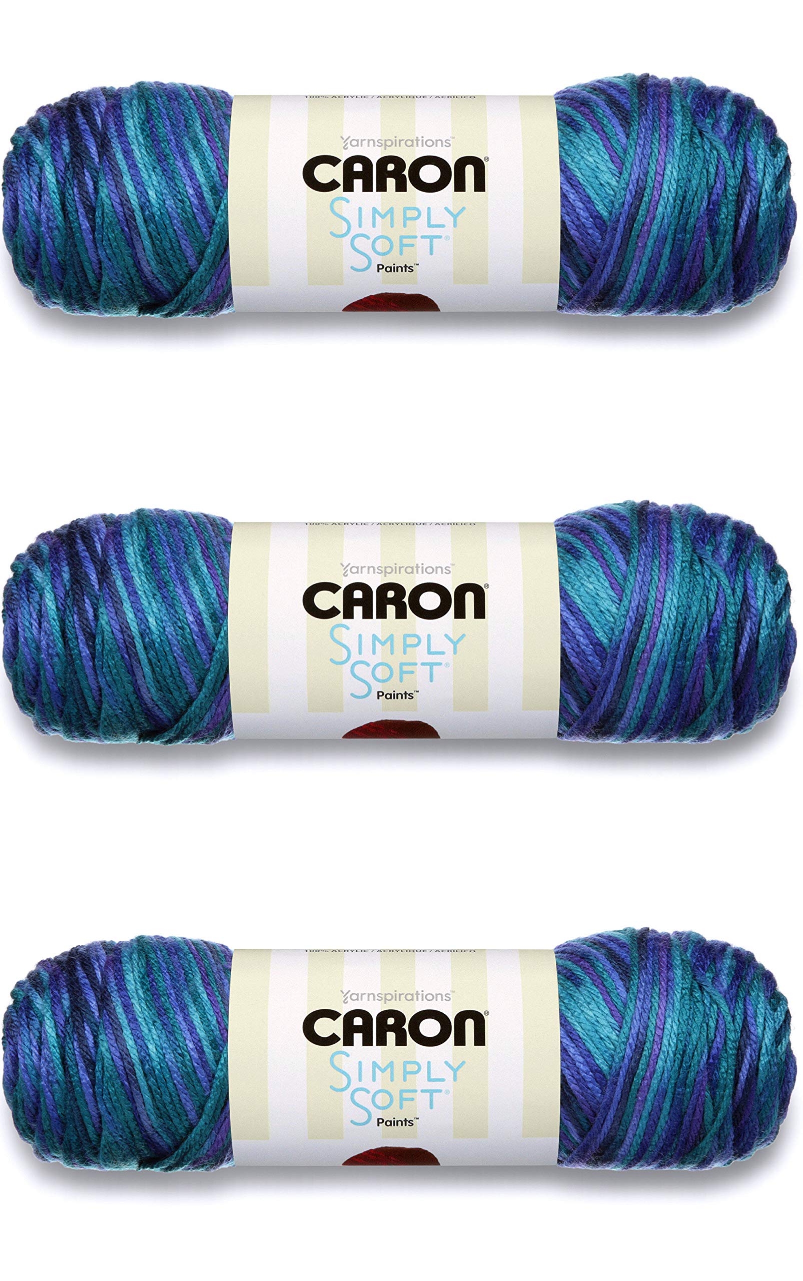 Caron Simply Soft Paints Balls-141g Each Ball-Oceana, (Pack of 3), Blue