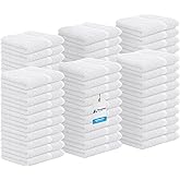 Avalon Towels Cotton Washcloths – (Pack of 60) Size 12x12 Inches, 100% Ring Spun Cotton, Soft & Absorbent Face Towels, Gym Towels, Hotel and Spa Quality, Reusable Fingertip Towels (White)
