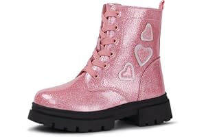 Hawkwell Kids Girls Fashion Shiny Combat Boot Ankle Boots(Toddler/Little Kid/Big Kid)