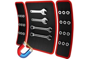 VEXERCISEHOOP 3 PCS Magnetic Tool Mat for Screws, Mechanic Mat Magnetic Pad for Tools, Magnetic Tool Holder, Non-Slip Parts Organizer Magnetic Tray for Mechanics (Black+Red)