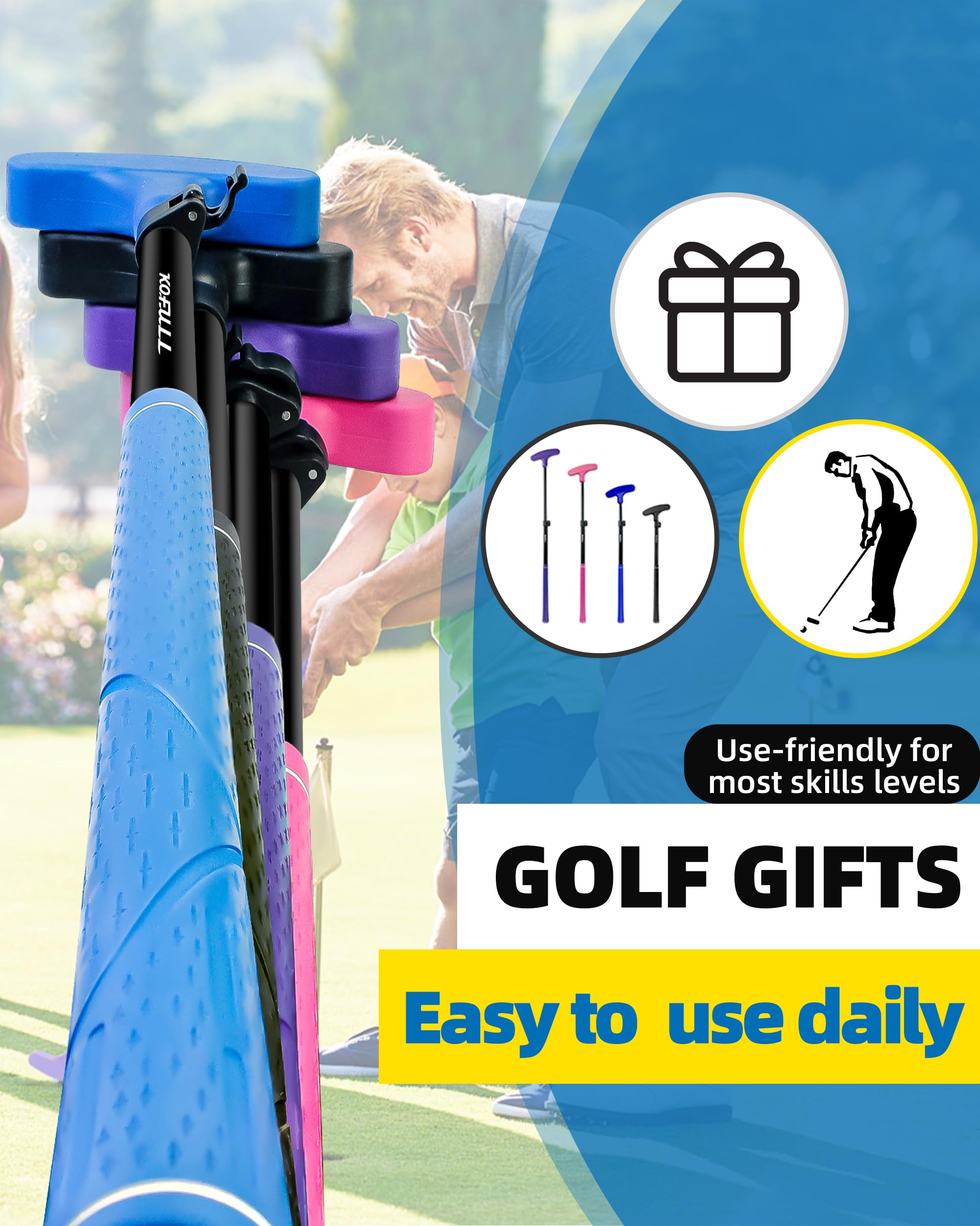 KOFULL Golf Putter 4 or 2 PCS, Mini Golf Putter Adjustable to Perfectly Height, Retractable Shaft, Two-Way Putters for Right or Left Handed, Suitable for Family Golf Putting Game, 21–36 inches