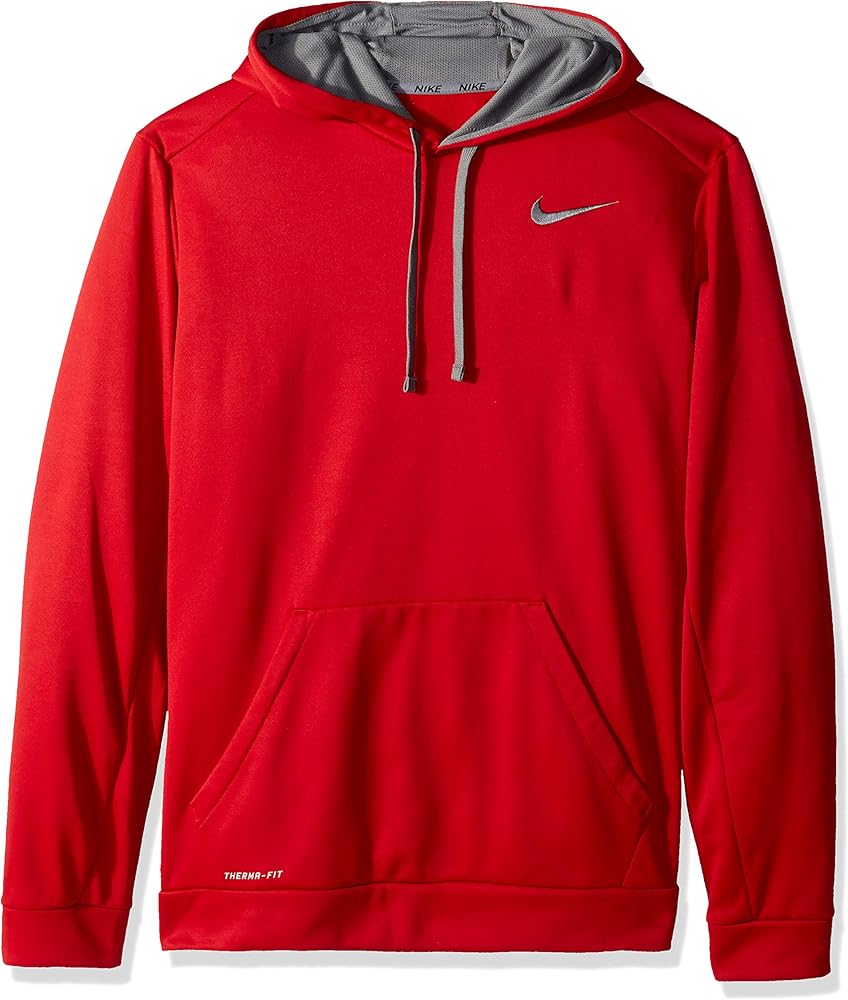 Grey Nike Hoodie Red Logo