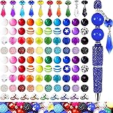 315Pcs 20mm Beads for Pens Making with Rondelle Spacer Beads Mixed Acrylic Focal Bubblegum Bead Crystal Round Sparkly Chunky Bead for Pens Beadable Necklace Keychain DIY Craft Jewelry Making Supplies