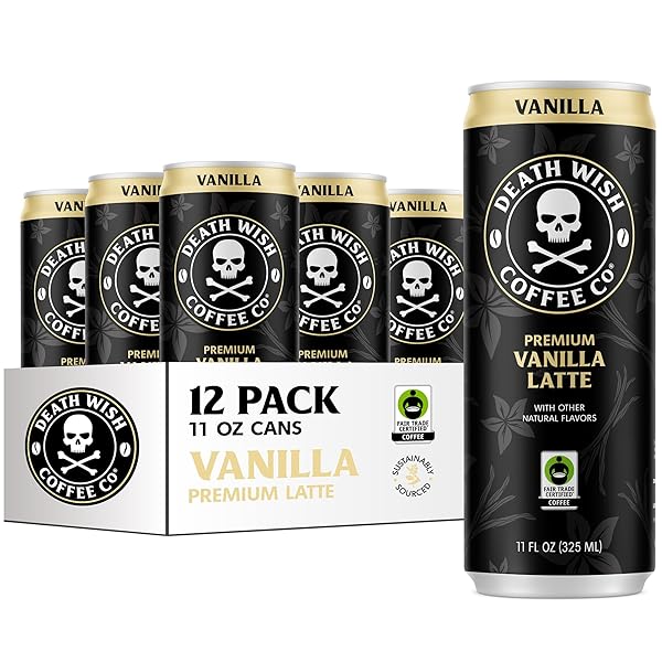 DEATH WISH COFFEE, ICED COFFEE COLD BREW, 8G PROTEIN, FAIR TRADE (VANILLA LATTE)