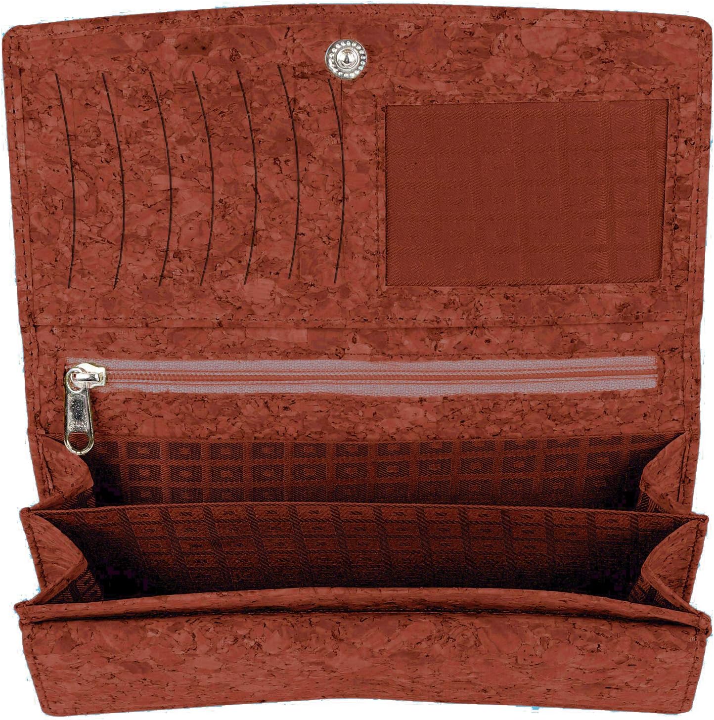 Ladies Designer Hudson & James Cork Vegan RFID Blocking Shield Card Holder Wallet Purse Multi Credit Card Women Clutch Wallet with Zip Pocket (Cork Red) - Image 5