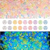Beadthoven 1494pcs 3mm Luminous Bubble Beads 9 Colors No Hole Glow in The Dark Droplet Bubble Beads Pastel UV Resin Fillers Tiny Round Glass Balls Beads for Resin Crafts DIY 3D Nail Arts Shaker