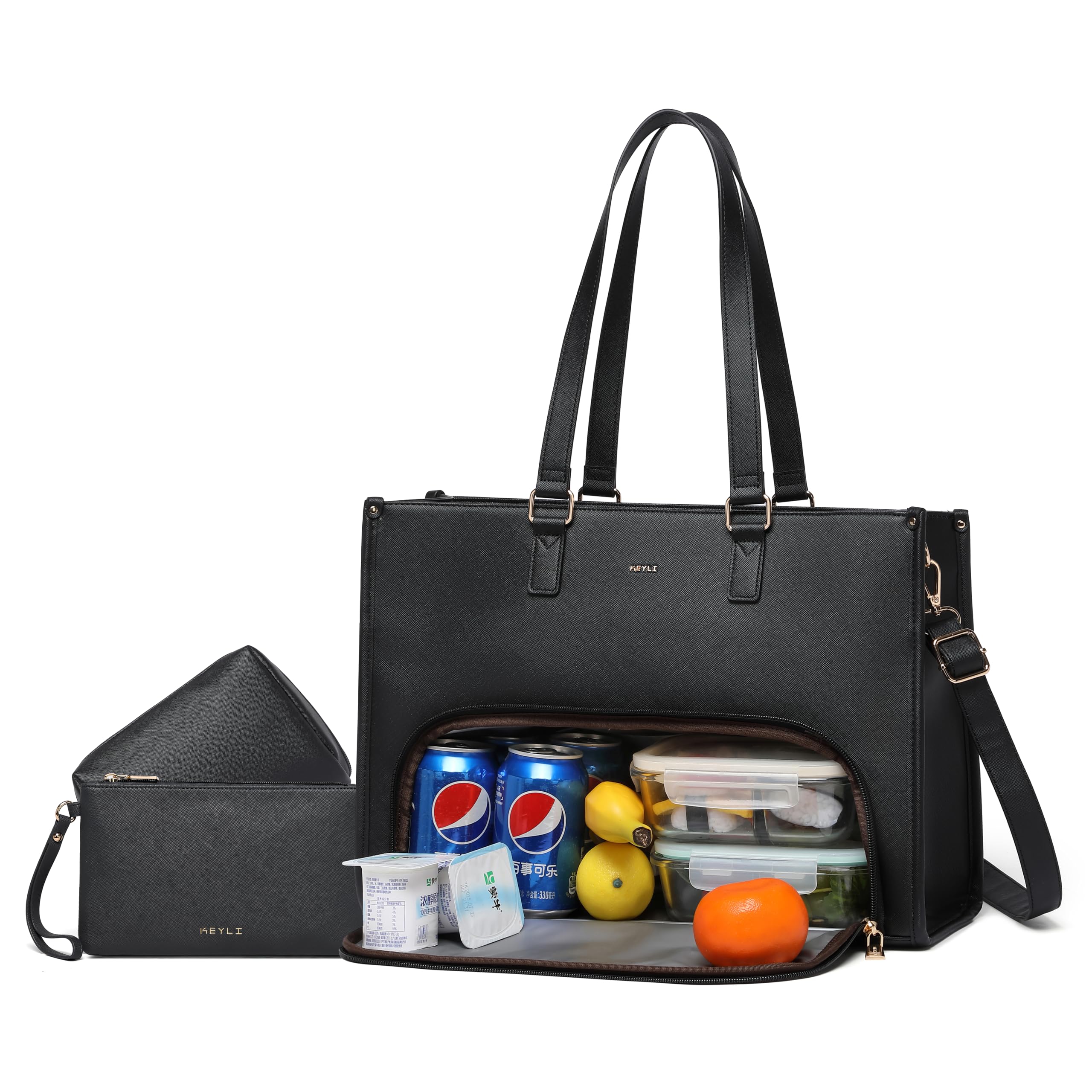 Photo 1 of Keyli 3PCS Sets Lunch Tote Bag for Women Laptop Bag for Women 15.6 Inch with Insulated Lunch Compartment Computer Briefcase Waterproof Handbag Large Capacity Business Teacher Office Laptop Purse