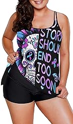 Omichic Women's Loose Bathing Suits Tankini Top