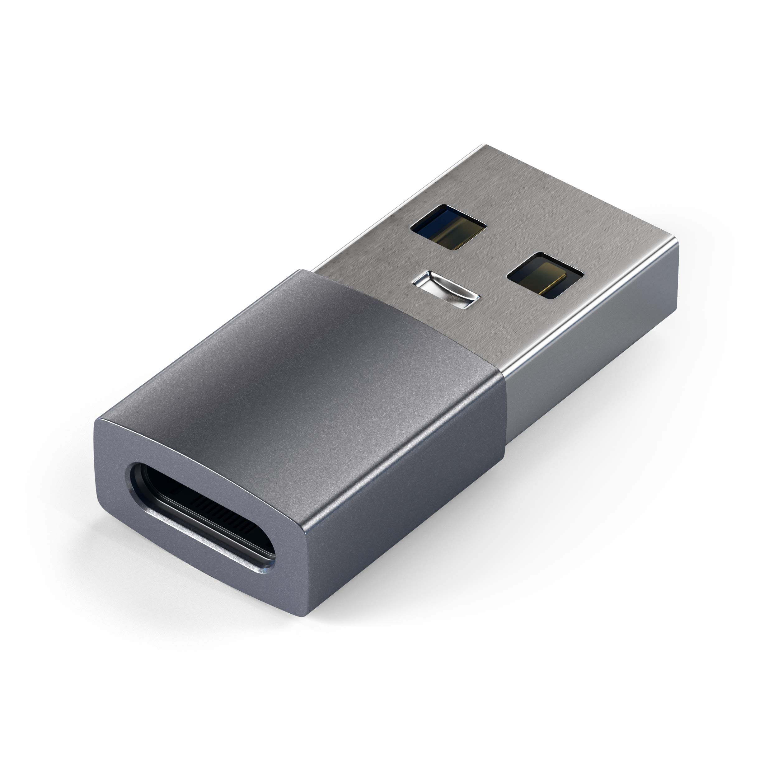 Satechi USB-A to USB-C Adaptor, High-Speed USB to USB-C Adaptor with Ultra-Fast Data Transfer and Power Delivery Charging, Designed for CarPlay and Modern Devices, Space Gray
