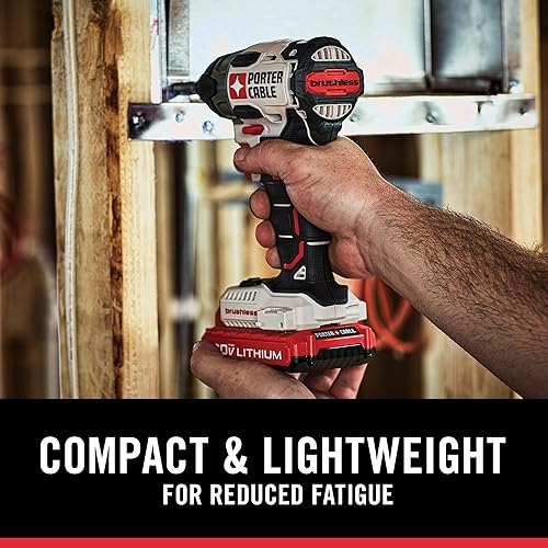 PORTER-CABLE 20V MAX Brushless Cordless Drill/Driver Kit - 1/2" Chuck, 2 Batteries, Charger Included (PCCK607LB)