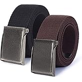 Mile High Life Canvas Web Belt | Cut to Fit Up to 52" | Flip-Top Matte Silver Nickel Buckle 12 Colors