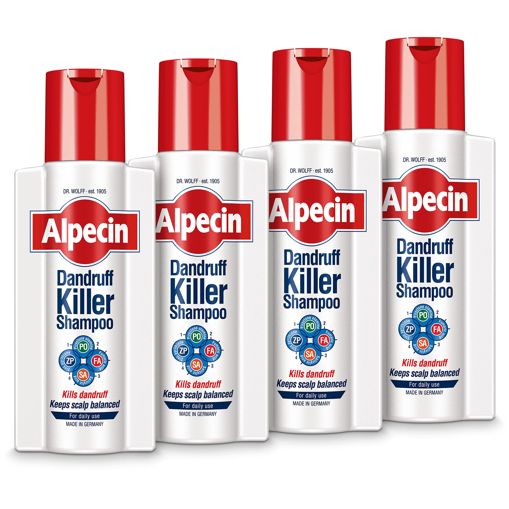 Alpecin Dandruff Killer Shampoo 4x 250ml | Effectively Removes and Prevents Dandruff | Hair Care for Men Made in Germany โ image 1