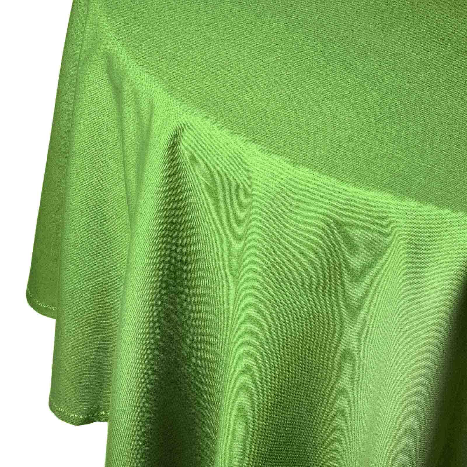 HOMESCAPES Green Table Cloth, Plain Cotton Round Tablecloth, Handcrafted & Durable Dining Table Cover with Hem Stitch, Hypoallergenic, Washable, Lime Green - 178cm — image 1