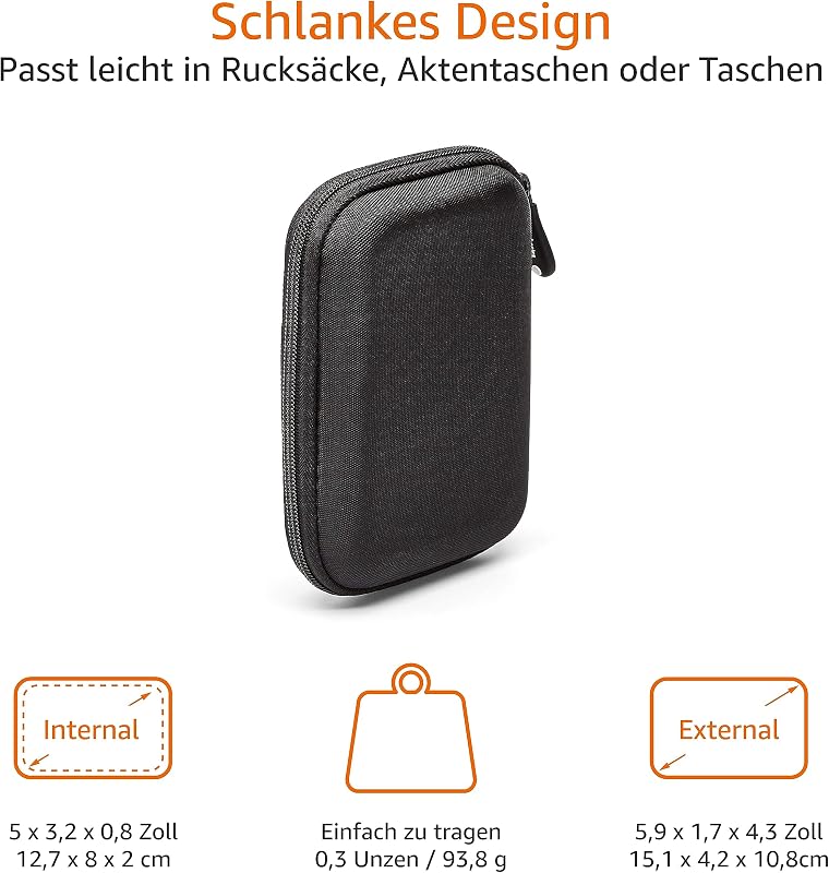 Schutzhülle für Externe Festplatten, 15.1 x 10.8 x 4.2 cm, Schwarz