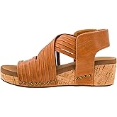 Corkys Footwear Good For You Womens Wedge Sandals – Stylish With a 2.5 Inch Heel, Cushioned EVA Insoles, and a Strappy Upper with Hook and Loop Closure