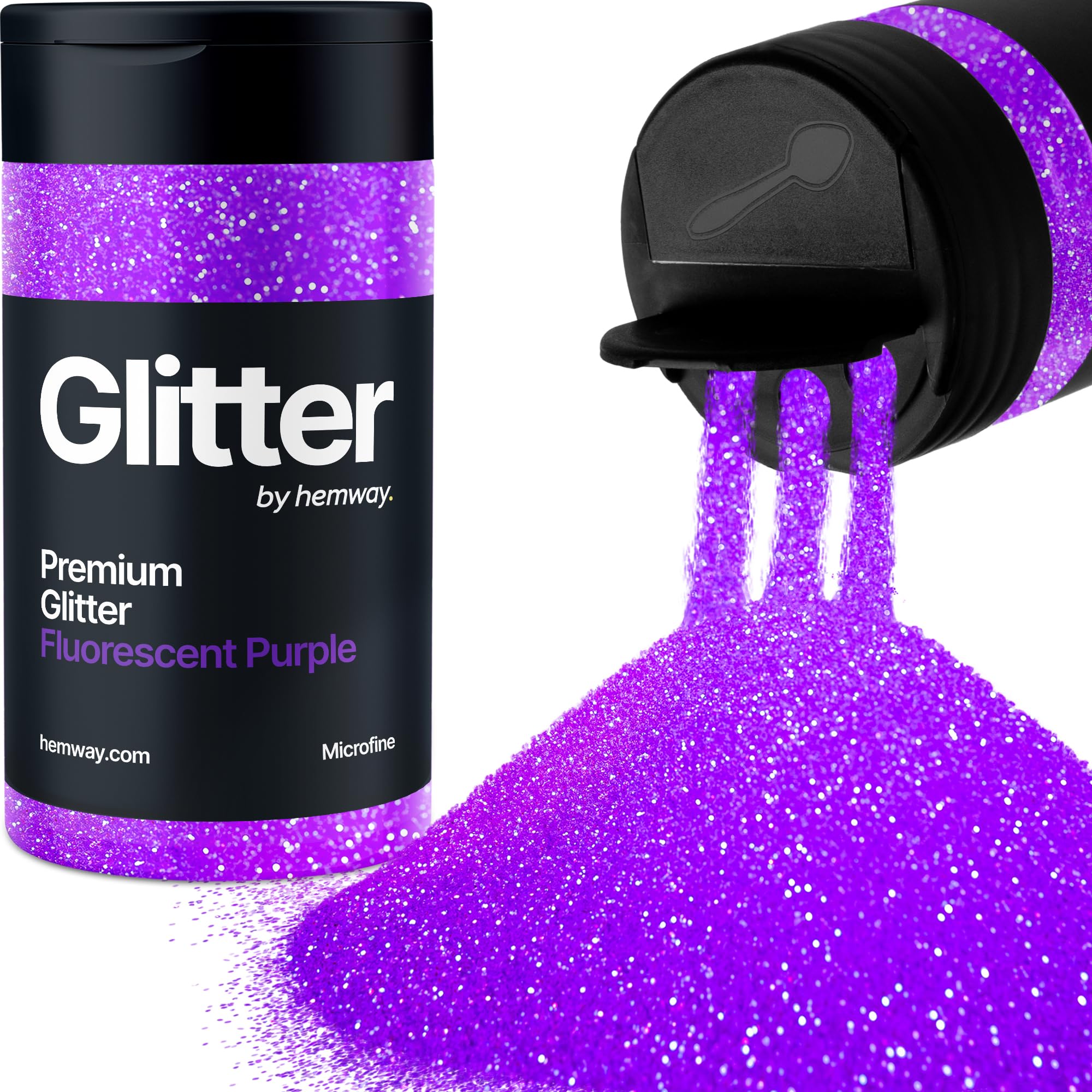 Fluorescent Purple Glitter Shaker, 130g Microfine Glitter, Crafts 1/256" Metallic Flake Purple Sequins, Resin & Epoxy Crafts, Decorating, Halloween, Christmas Nail, Face, Hemway