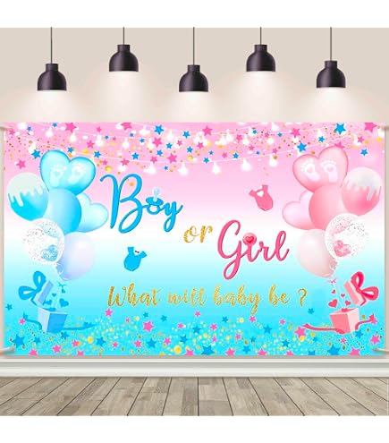 Fotohintergrund "Junge Oder Mädchen" – 2,7 X 1,5 M, Blau-rosa, Für Baby-Shooter, Tischdekoration, Photo Booth