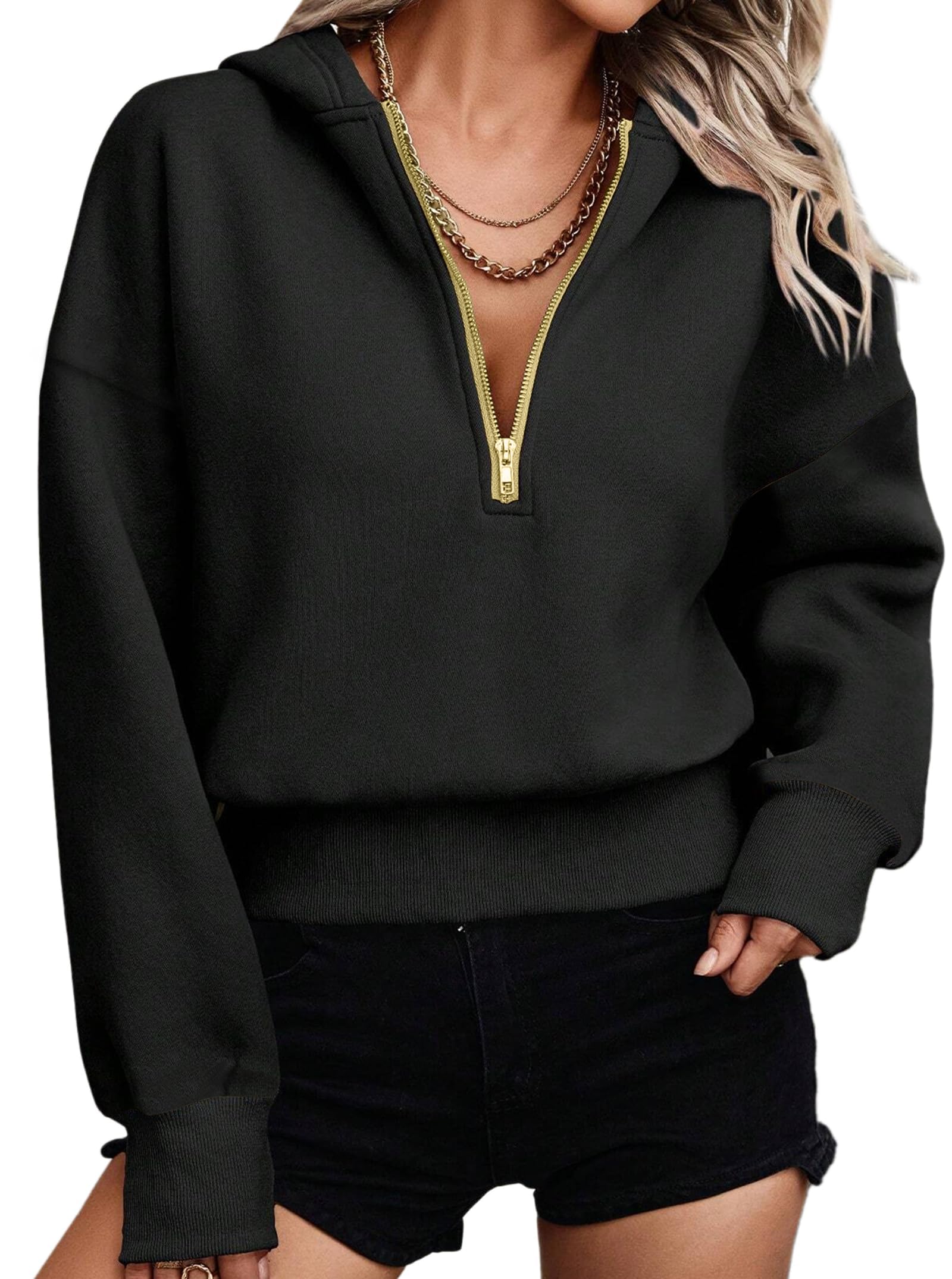 LINDA™ – Casual Half Zip Hoodie Pullover