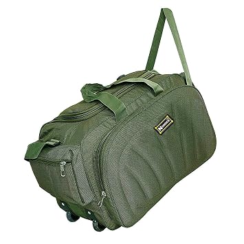 N Choice Unisex Polyester 40 L Lightweight Luggage Travel Duffel Bag with 2 Wheels (Green)