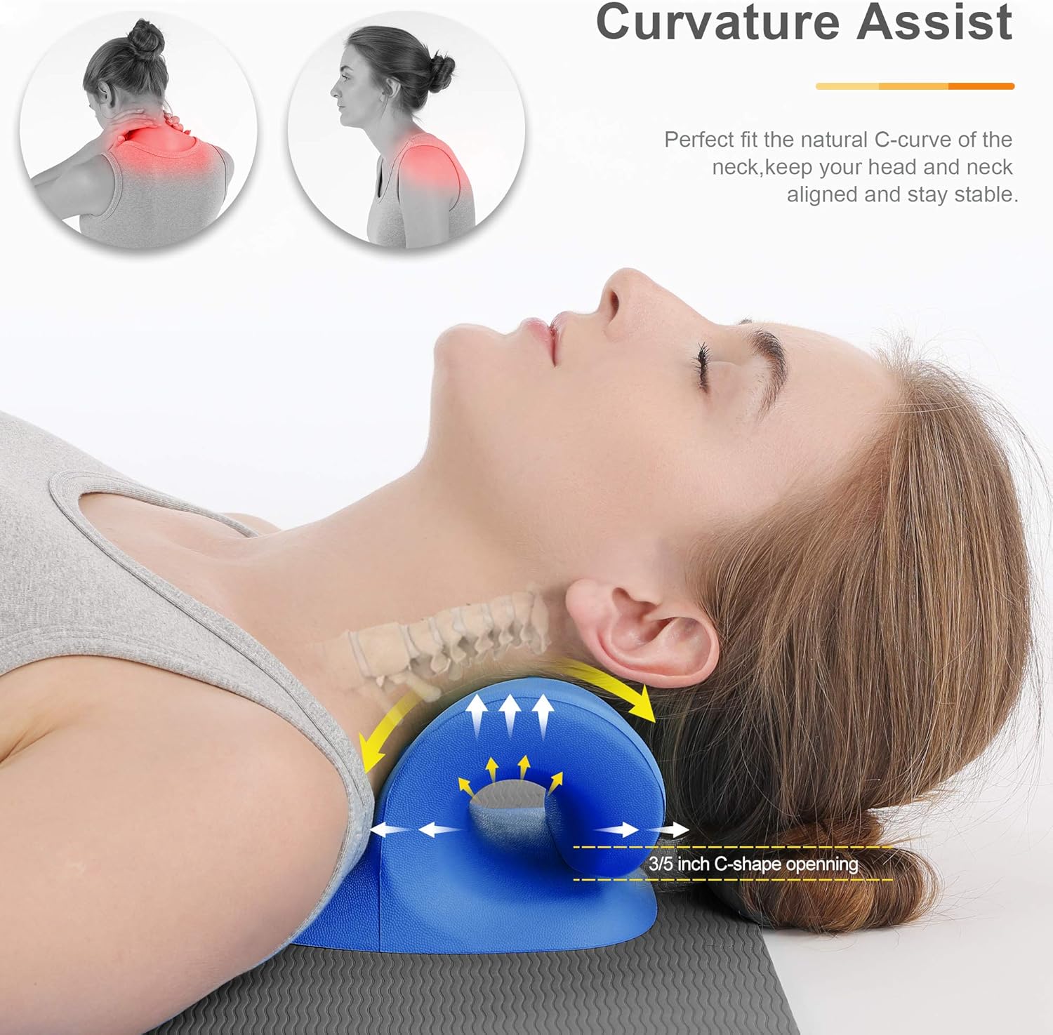 Cervical Traction Device, Yarkor Portable Neck Stretcher for Neck Pain Relief, Chiropractic Pillow Neck Stretcher for TMJ Pain Relief: Health & Personal Care