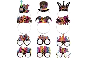 Openfly 12PCS New Years Party Supplies 2026 Includes New Year Headbands and Eyeglasses for New Years Eve Party Favor