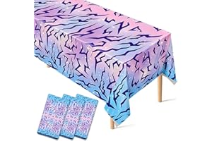 creekrock 3Pcs Kpop Birthday Party Tablecloth 108×54in, Purple Energy Pattern Disposable Table Cloth for K pop Theme Birthday