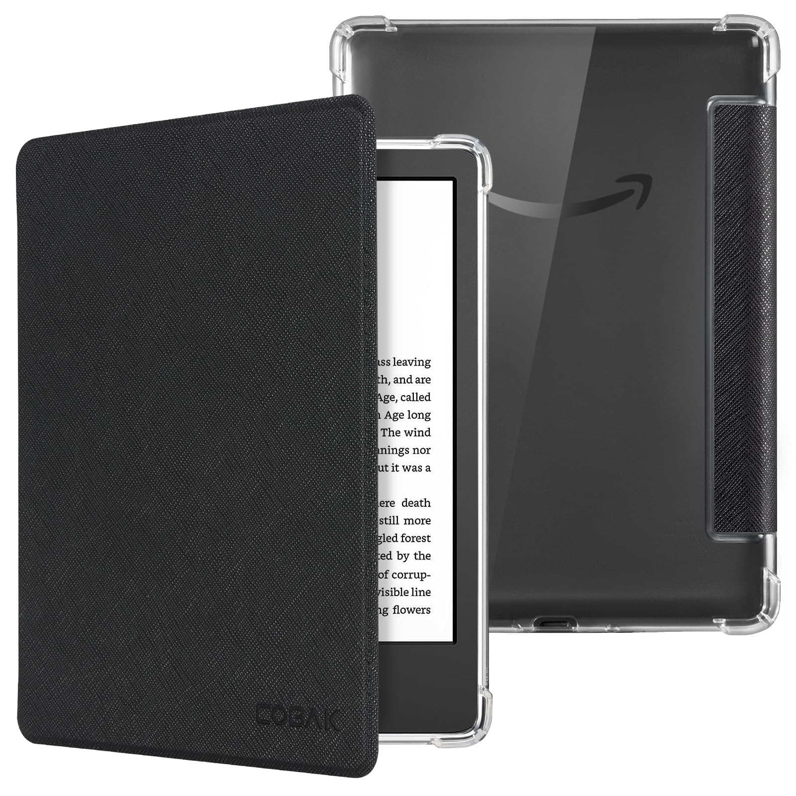 CoBak Case for 6" Kindle 11th Generation 2024 and 2022 - Ultra Slim Lightweight Transparent Clear TPU Back Shell Protective Cover with Auto Wake/Sleep for Kindle, Black