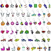 60PCS Cartoon Kids Keychains Bulk Party Favors for Kids Collectible Key Chains Ball,Donut, Sports,Truck,Fruits,Dessert,Glow-in-the-Dark Paintbrush Keychains School Day Birthday Christmas Supplies