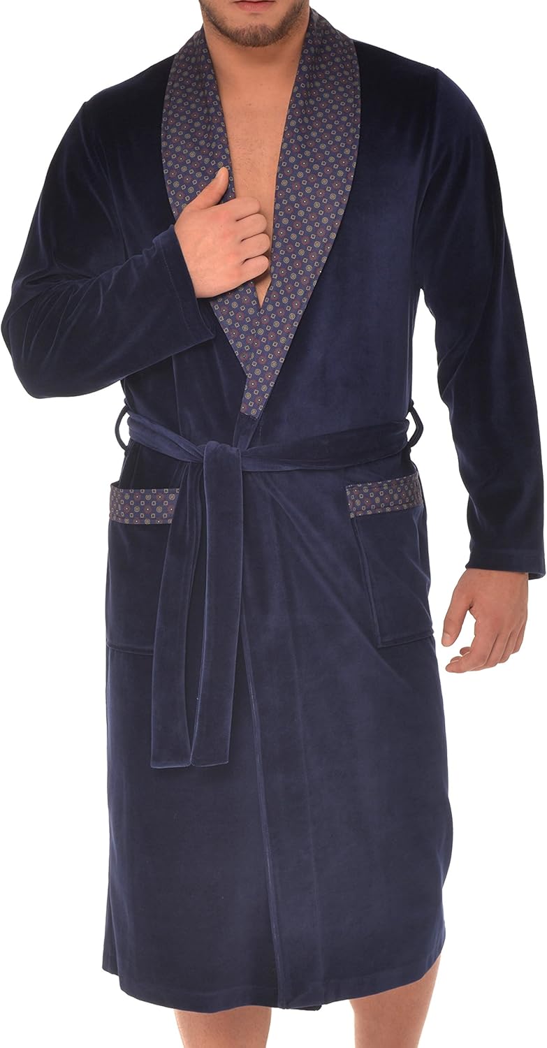 Revise RE101 Classic Men’s Dressing Gown Velvet Navy Blue 4XL