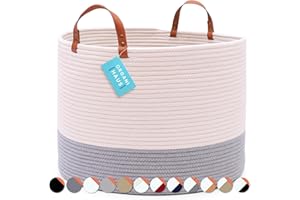 OrganiHaus Gray Baskets for Organzing 20x13 | Large Blanket Basket for Living Room | Soft Rope Basket Hamper | Large Woven Laundry Basket | Shoe Basket for Entryway | Extra Large Storage Baskets