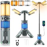 Camping Lights, Rechargeable Telescopic Camping Lights with Stand,12000mAh Camping Lanterns &amp; Lights with RGB, Magnetic Base, Portable Flashlights for Camping, Hiking, Emergency