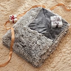 GONAAP Fuzzy Faux Fur Throw Blanket Frosty Grey