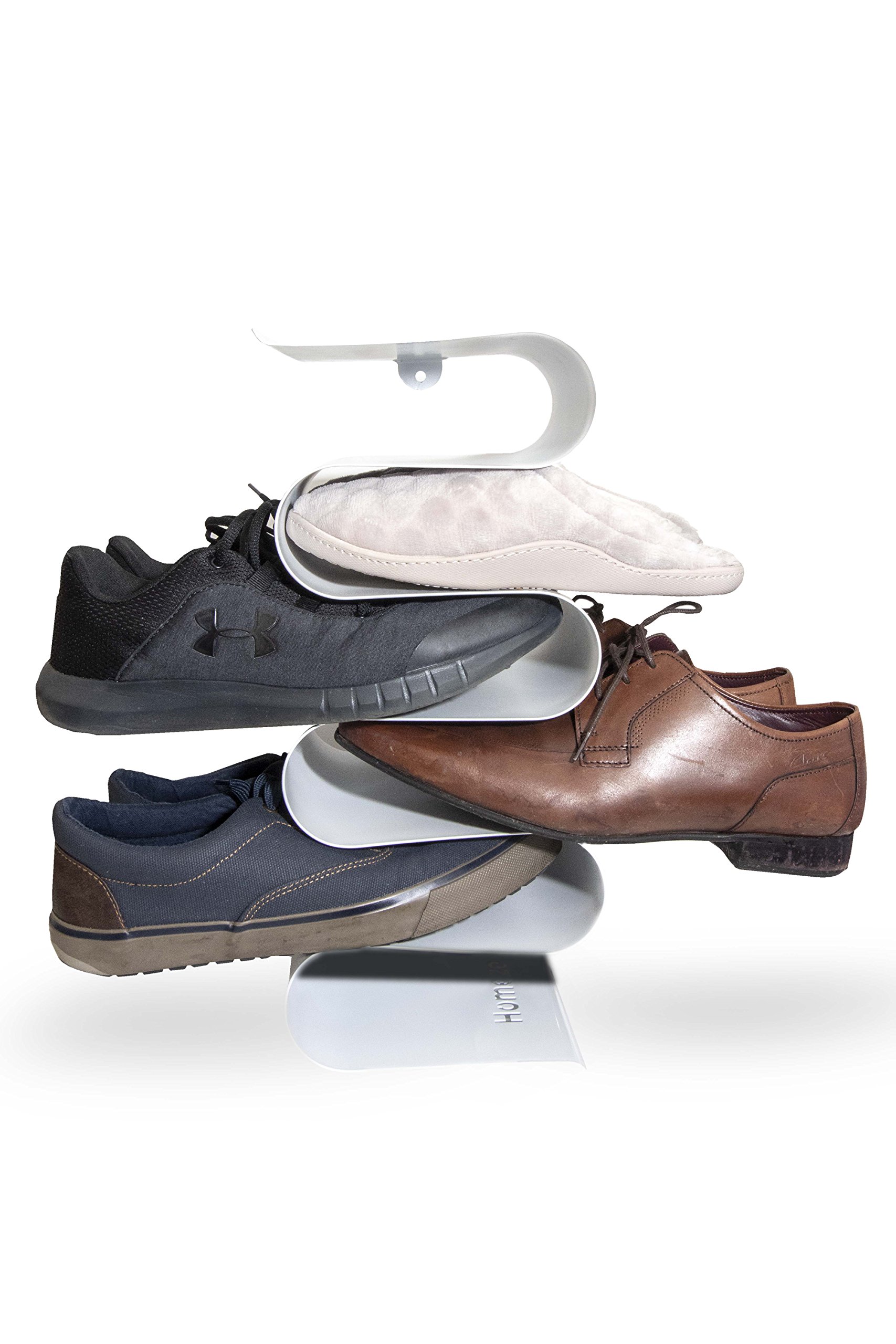 small shoe rack for entryway on Homeze Wall Hanging Vertical Compact Small Shoe Rack Storage Organiser Wall Mounted Space Saver For Entryway Door Bathroom Bedroom Holds Up To 7 Pairs 43x15x20cm In Black And White Buy Online In