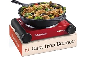 PEACH STREET Electric Single Stovetop Hot Plate for Cooking 1500W 7.3/4" Glass Cast Iron Portable Stove Burners Cool Touch Handle Cooktop Keeps Food Warm Temperature Controls Electric Burner for Kitchen, Dorm