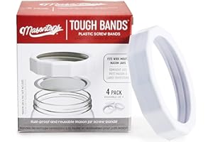 Masontops Tough Band - Wide Mouth Mason Jar Screw Bands - Quality Plastic Replacement Ring Seals & Jar Covers