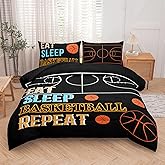Peopleareok Basketball Bedding Set Twin (68x86 Inch), 3D Printed Basketball Theme Comforter, Sport Bedding Set for Boys Kids, 2 Pieces Soft Microfiber Comforter Set for Boys with Pillowcase