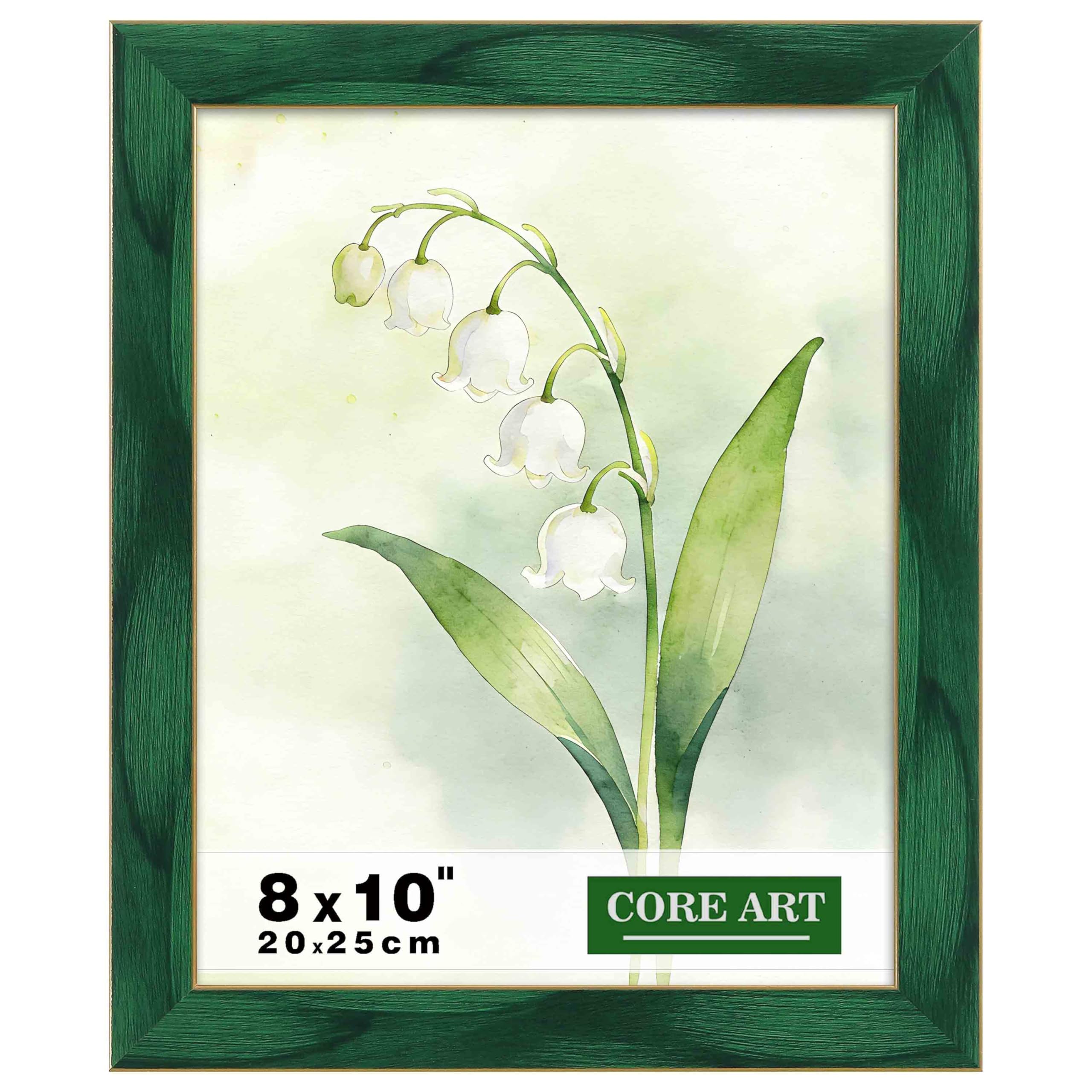CORE ART 8x10 Picture Frame Green Photo Frame, 8 by 10 Colorful Frame with HD Plexiglass, Wall or Tabletop Display