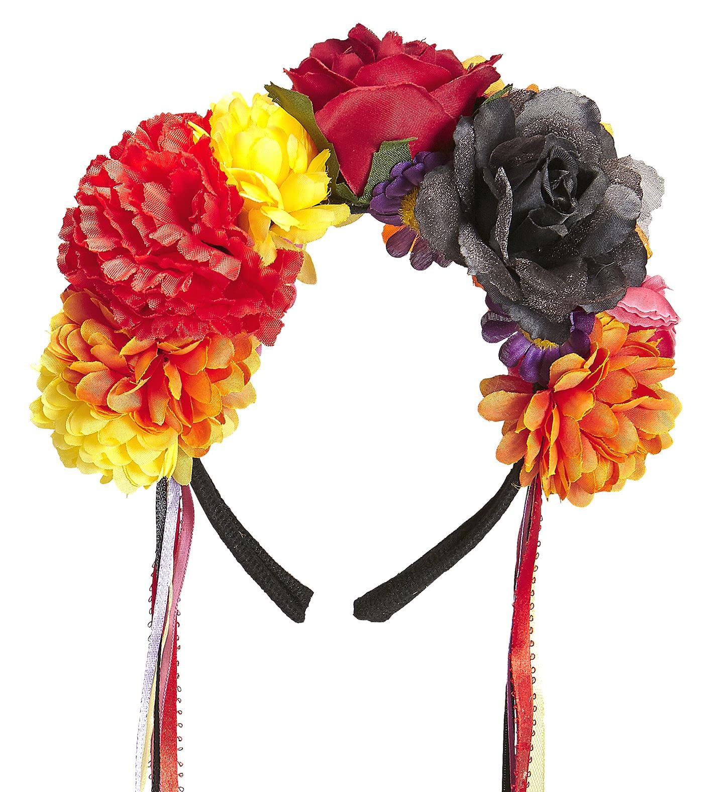 Widmann 00089 Hair Band with Flowers and Ribbons, Womens One Size