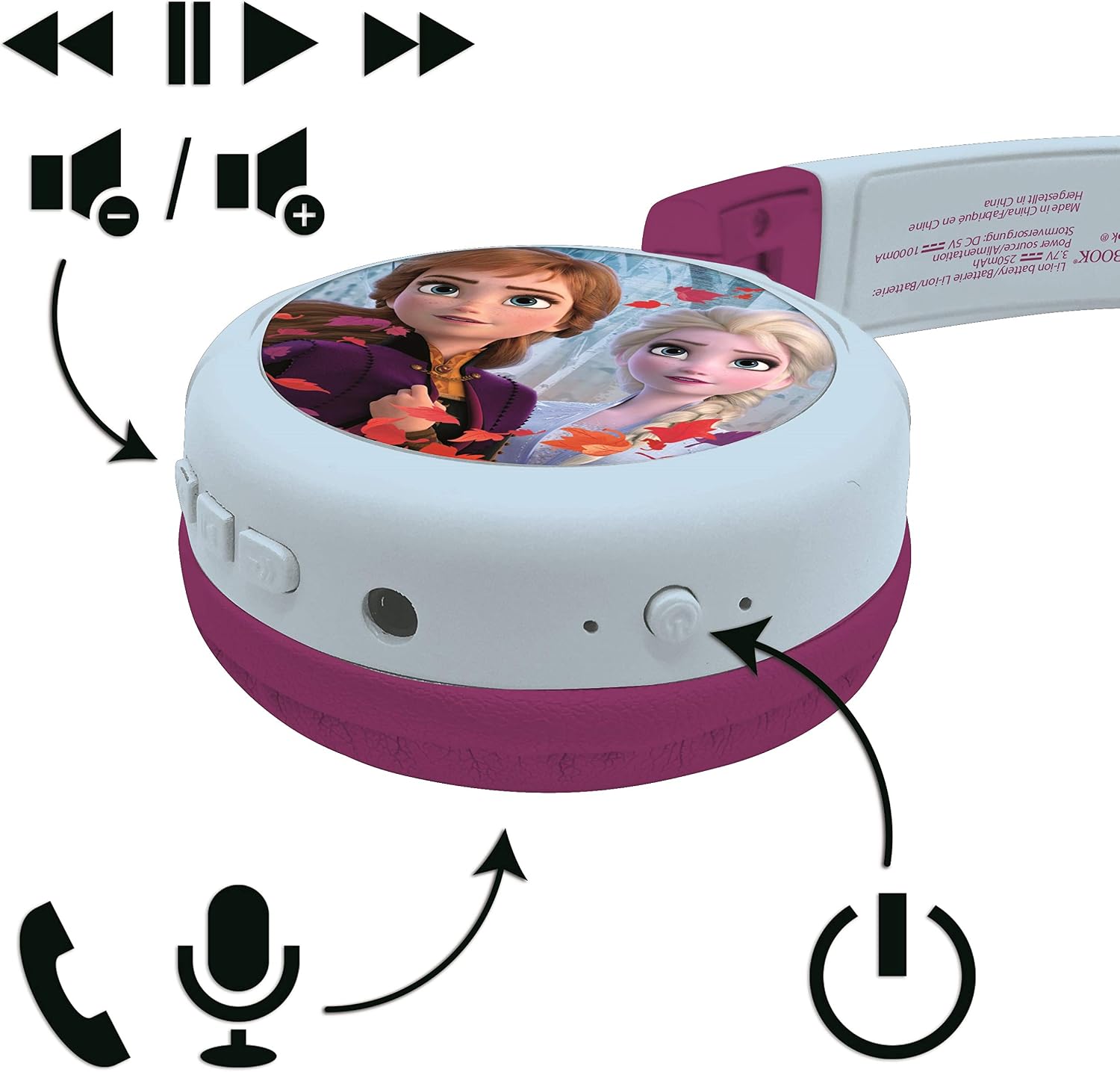 LEXIBOOK, Disney Frozen, 2-in-1 Bluetooth Headphones for Kids stereo Wireless Wired, Kids safe for Boys Girls Foldable - Image 5