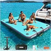 AWSUM Inflatable Floating Dock for Water Activities, 6ft-15ft Island Raft | With Non-Slip Surface, Load Capacity 450&ndash;2000 lbs, Water Platform for Pool, Lake, Pond, Beach, River &amp; Ocean Activities