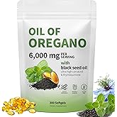 RTQSU Oil of Oregano with Black Seed Oil - Oil of Oregano Capsules, Aceite de Orégano Capsulas, Immune Support, Non-GMO, Gluten Free, 6000MG 300 Softgels