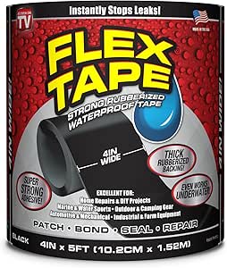 Flex Tape Rubberized Waterproof Tape, 4 inches x 5 feet, Black: Amazon ...