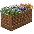 SnugNiture 4x2x2FT Raised Garden Bed Galvanized Planter Garden Boxes Outdoor, Deep Root Planter Raised Bed for Vegetables Flowers Herbs,Brown