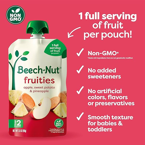 BEECH-NUT BABY FOOD VARIETY PACK, FRUIT & ROOT VEGGIE BLENDS BABY FOOD POUCHES, FRUIT & VEGGIE PUREES, 3.5OZ (18 PACK)