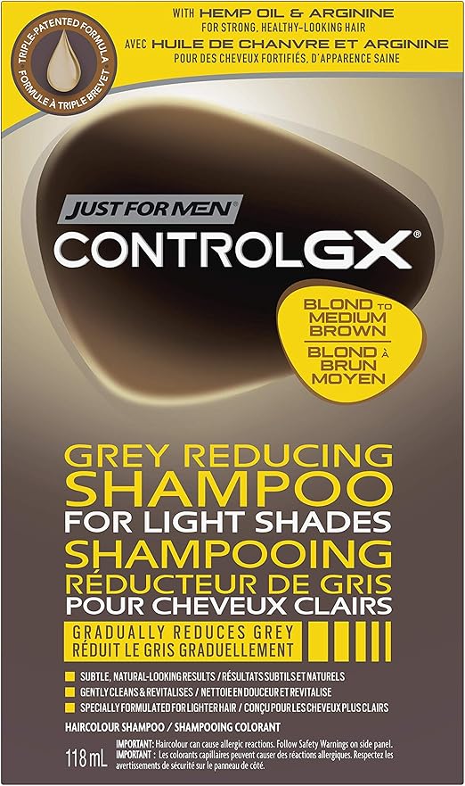 Just for men Control GX Grey Reducing Shampoo, For Lighter Shades of Hair from Blonde to Medium