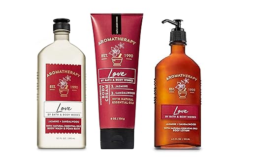 Bath & Body Works Aromatherapy LOVE JASMINE + SANDALWOOD Combo Set