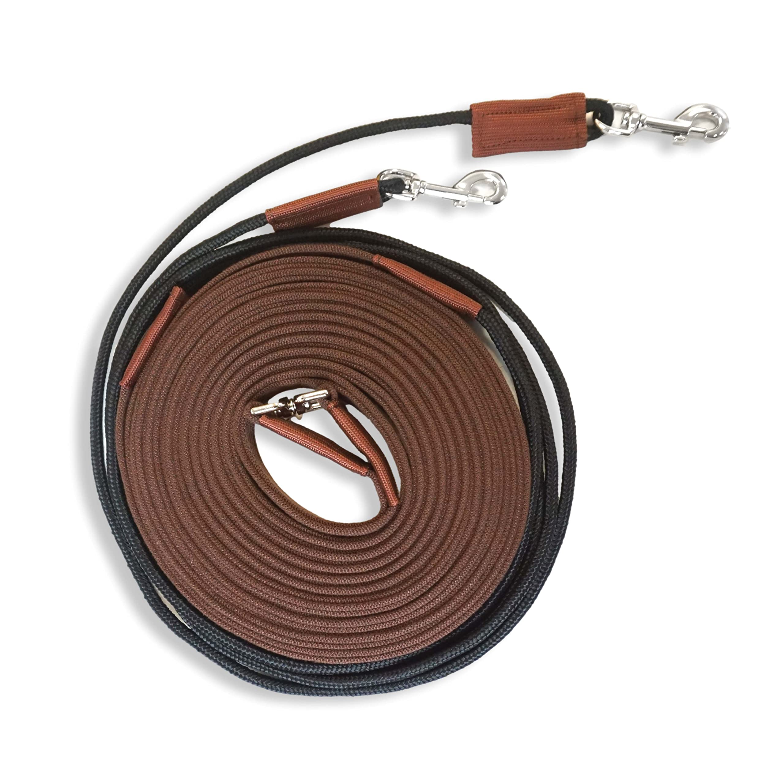 Pferdelinis Double Lunge Horse Lunging Line for Gymnastication, 16 m Brown