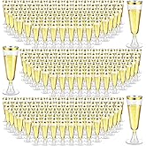 Gerrii 300 Pcs Plastic Champagne Flutes Bulk, 4.5 oz Clear Disposable Champagne Flutes, Rimmed Toasting Glasses for Wedding Birthday Anniversary Celebration Party Wine(Gold Rim)