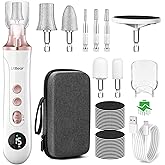 Litbear Thick Toenail Grinder, 15X Professional Electric Nail Drill File Set, Cordless Pedicure Manicure Tool Callus Remover for Women Men Senior Hand Feet Care, Home Salon Use ( White )
